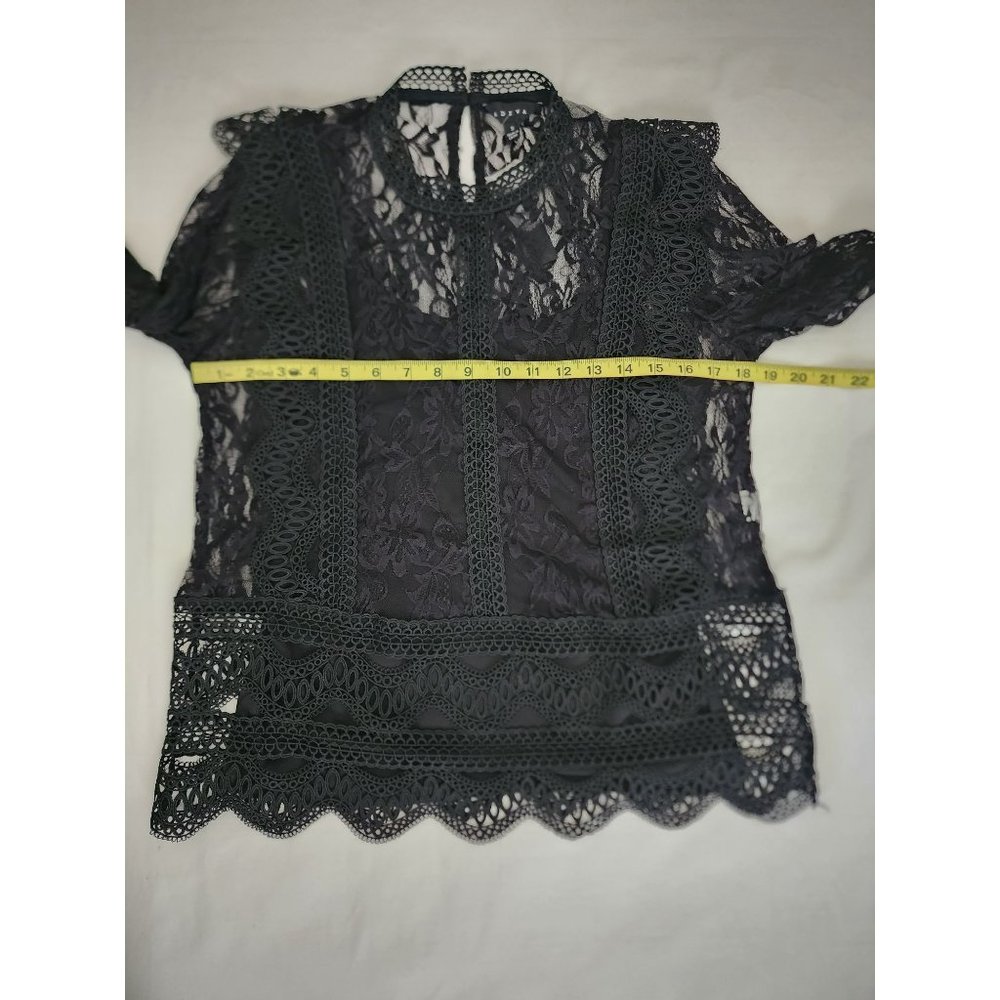 Adiva Women's Black Lace Long Sleeve Blouse Size Small New With Tags - Picture 11 of 13